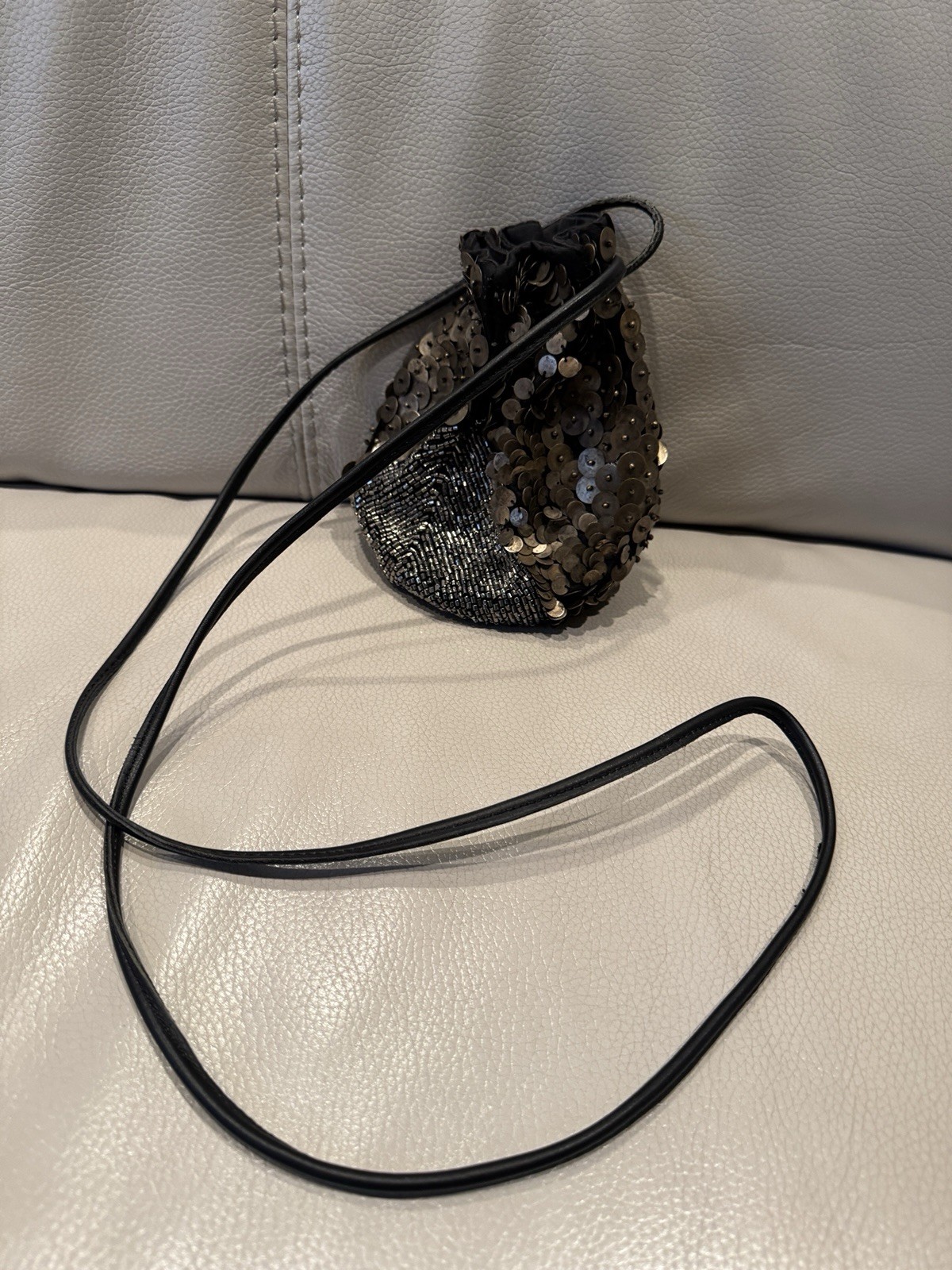 Ecoté sequence and beadwork pouch mini bucket Cocktail Bag