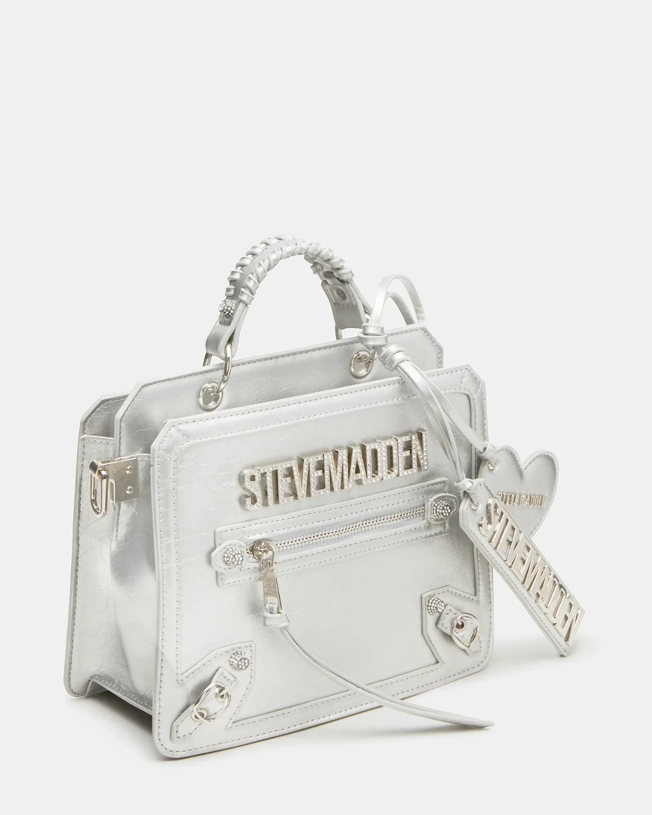 Steve Madden Evelyn RARE Silver Marbled Faux Leather Small Satchel Shoulder Bag