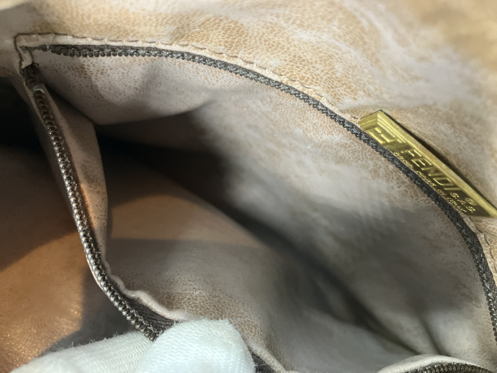 FENDI Zucca PVC Leather Drawstring Bucket Shoulder Bag Vintage Italy