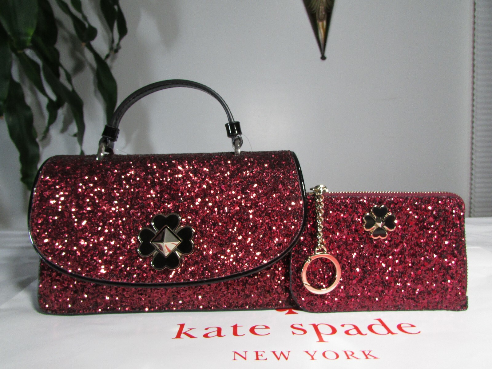 NWT Kate Spade Odette Glitter Mini Top Handle Crossbody Satchel & Card Holder