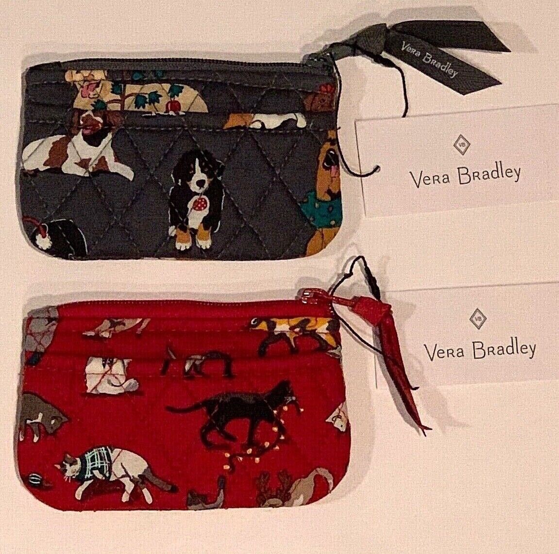 Vera Bradley Holiday Cats or Holiday Dogs Coin Purse Bag Pouch NEW FREE SHIPPING