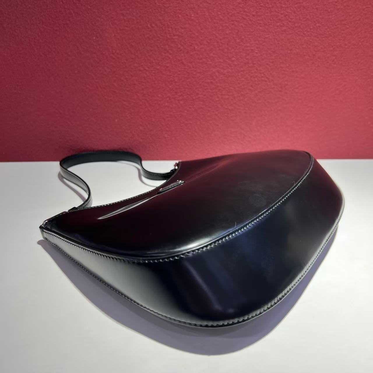 Authentic Prada Cleo black Patent Leather Shoulder Bag