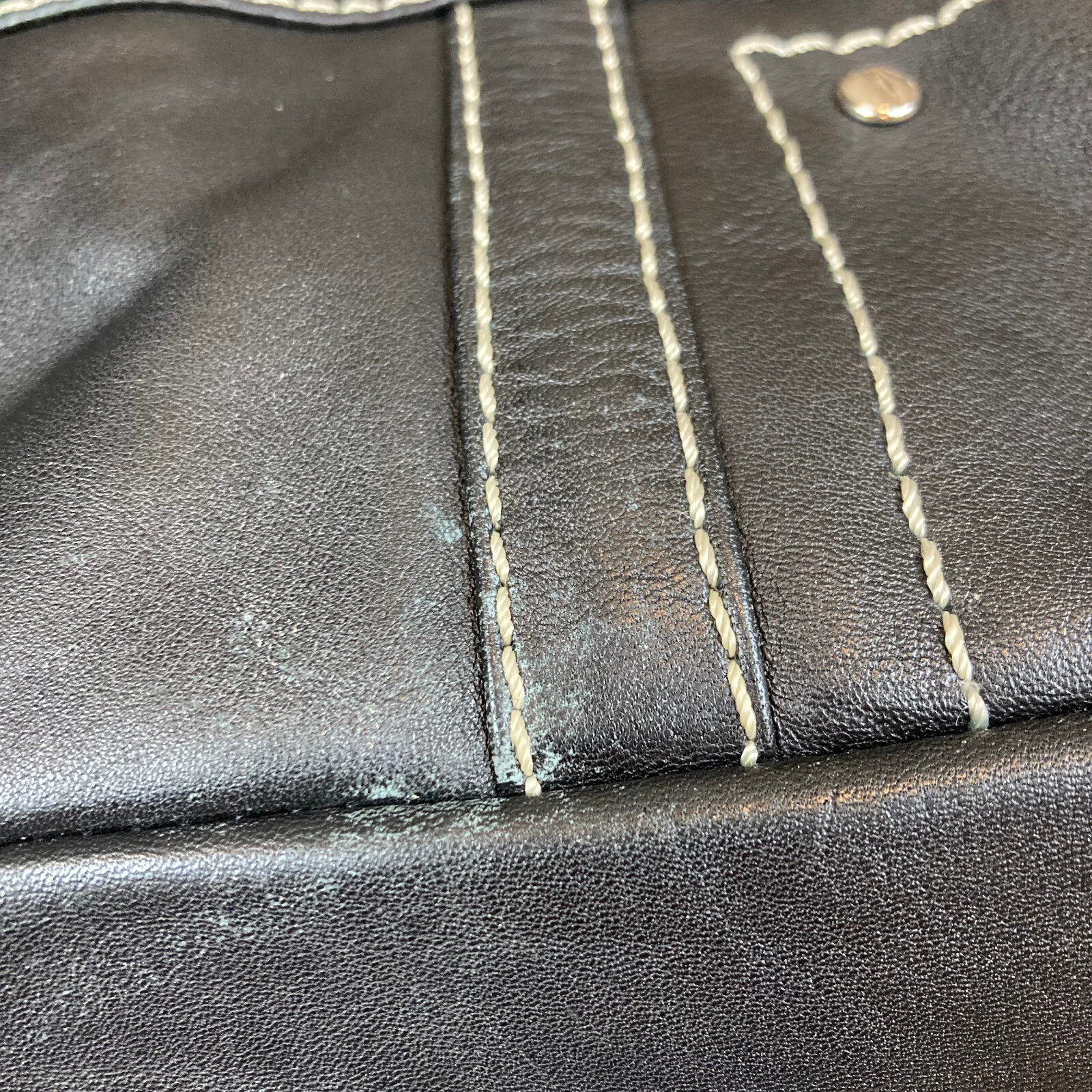 Marco Buggiani Black Leather Stitched Harness Tote Bag Moto Bag Made in Italy