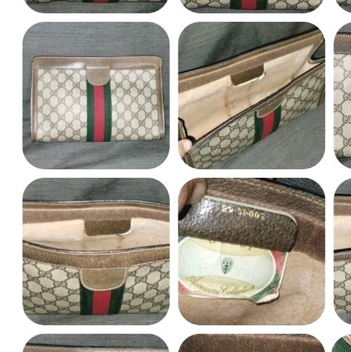 Authentic GUCCI GG Monogram Coated Canvas Pouch From GUCCI Accessory Collection