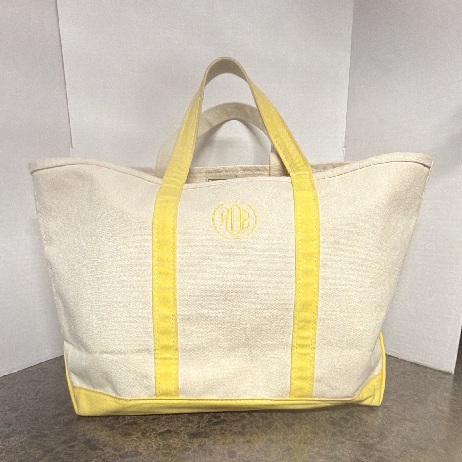 VTG L.L.Bean Boat and Tote Cream/Yellow Made in USA Unisex