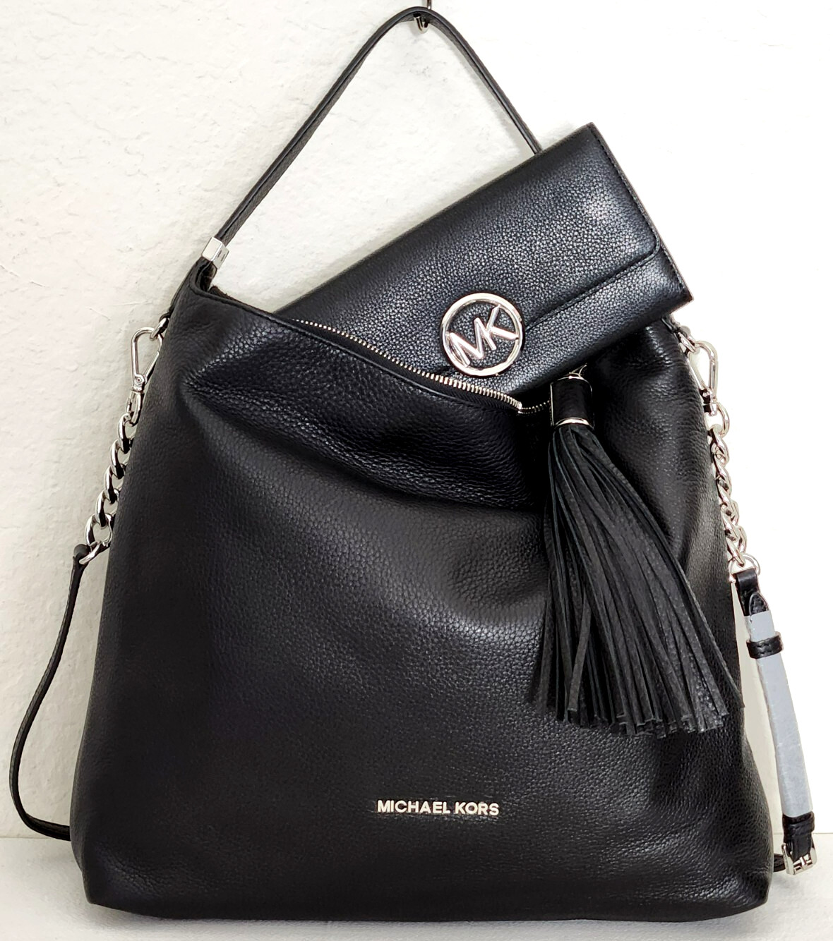 🌞MICHAEL KORS WESTON BLACK LEATHER LARGE TOP ZIP SHOULDER BAG +/OR WALLET🌺NWT!