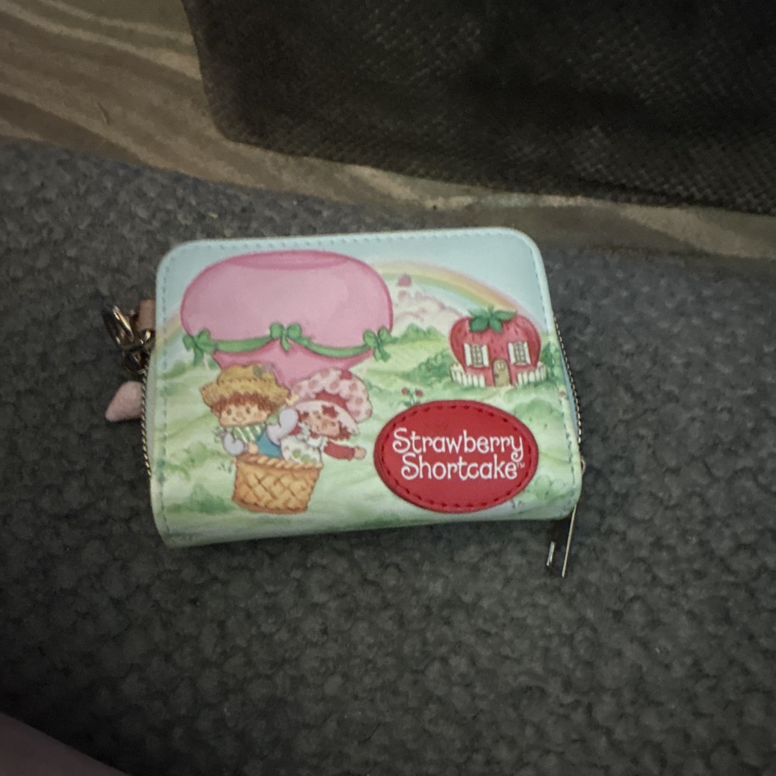 Strawberry Shortcake Drawstring Backpack Gingham Strawberry Print w Coin Purse