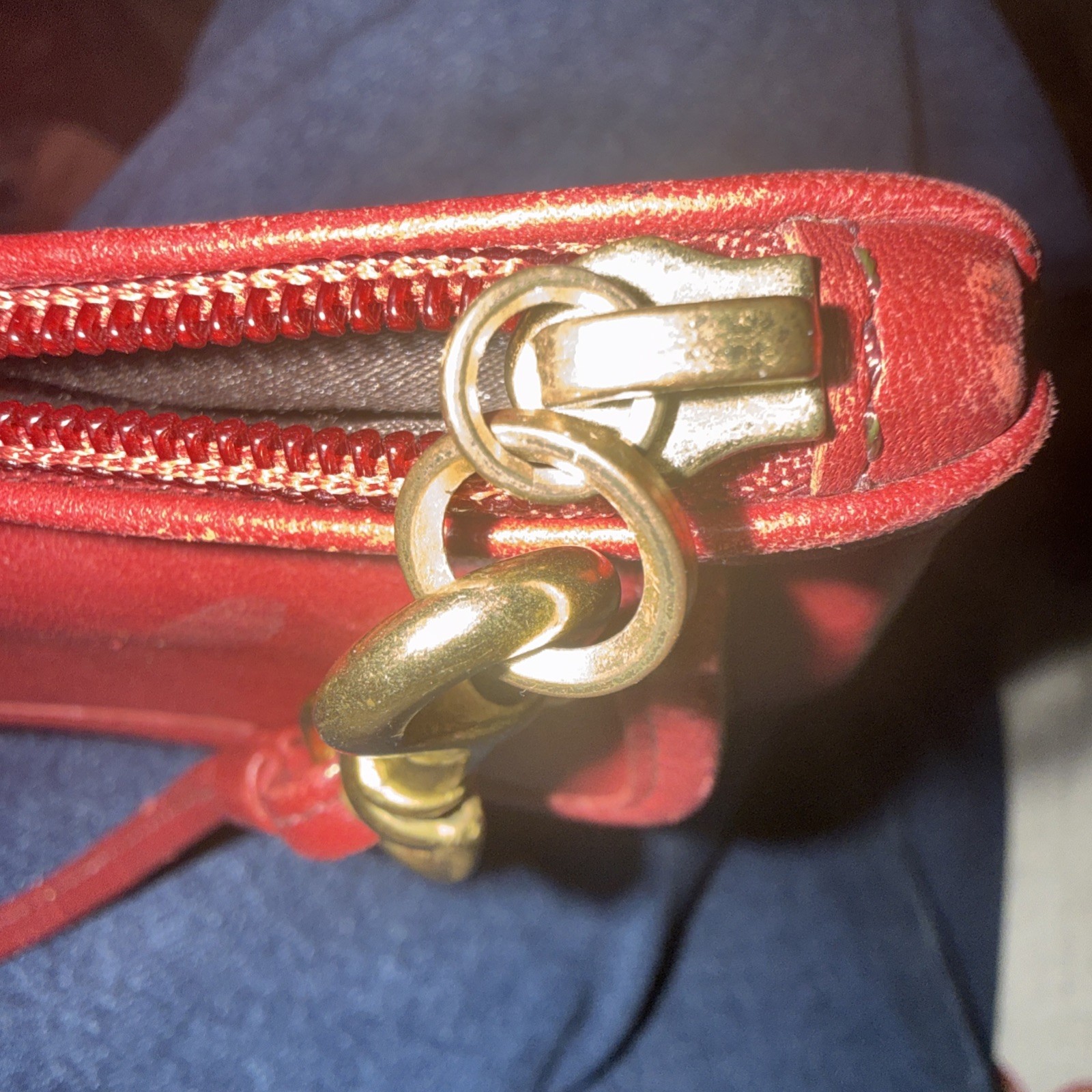 Coach Vintage Red Leather Turnlock Wristlet Clutch Glove Tanned Cowhide 7.5in