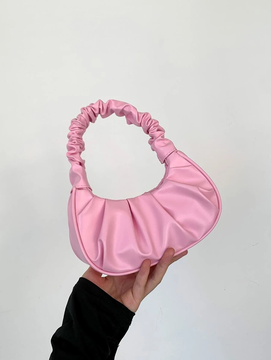 Trendy Women Mini Ruched Cloud Bag Pleated Dumpling Pouch Top Handle Handbag