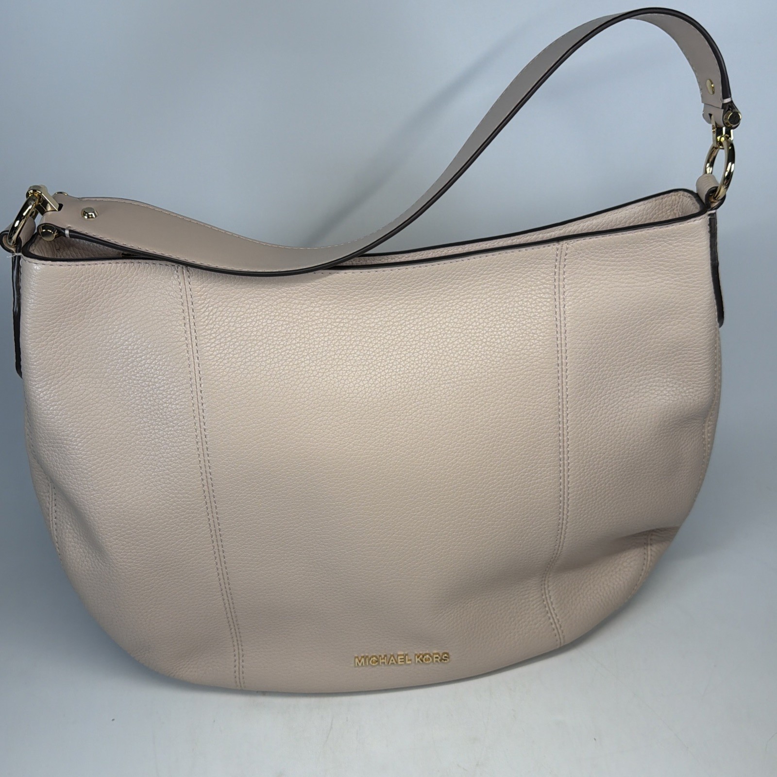 Michael Kors Soft Pink Pebbled Leather Large Brooke Hobo Shoulder Purse Bag NWT