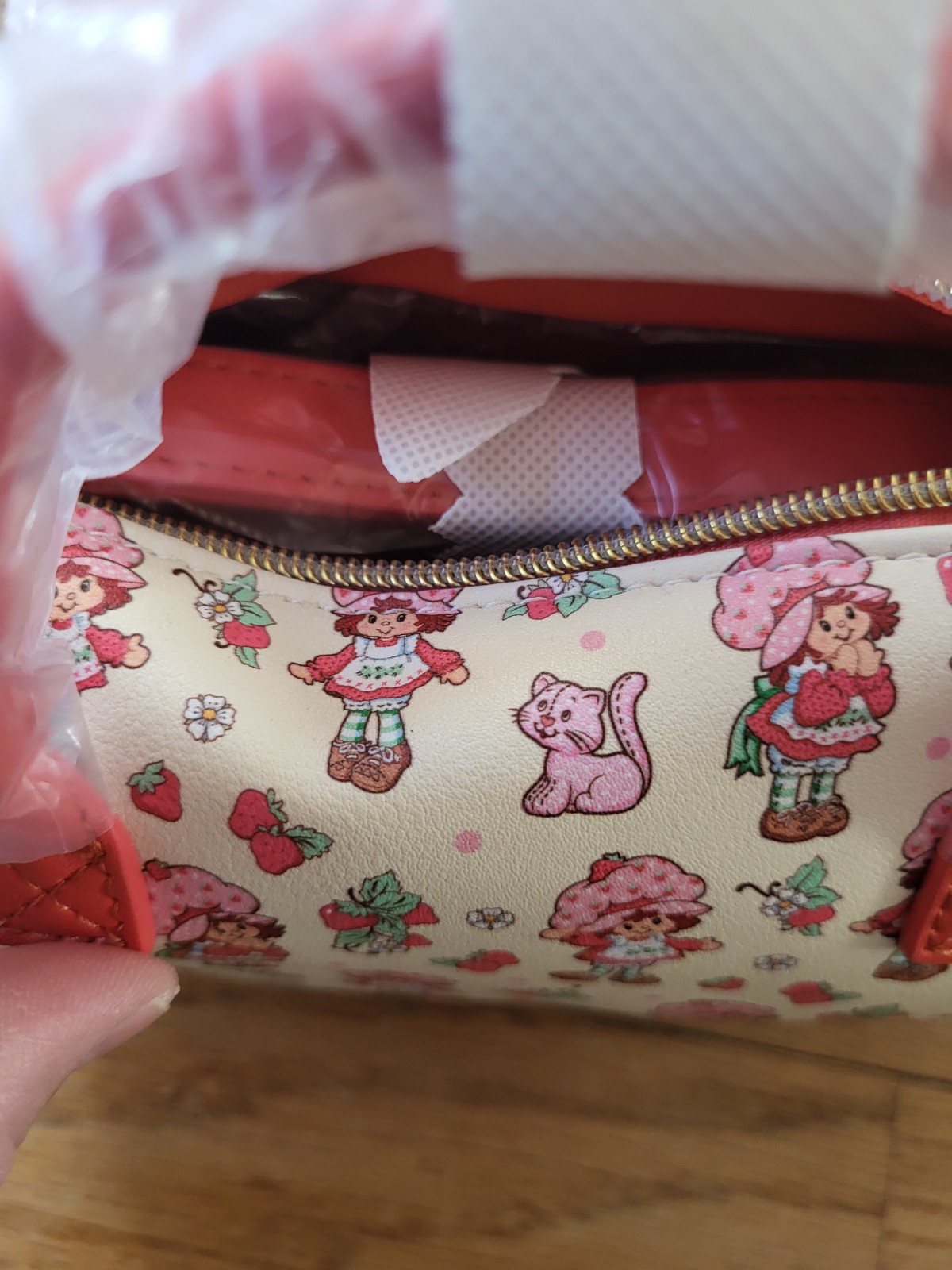 Loungefly Strawberry Shortcake & Custard the Cat Barrel Crossbody Purse Bag