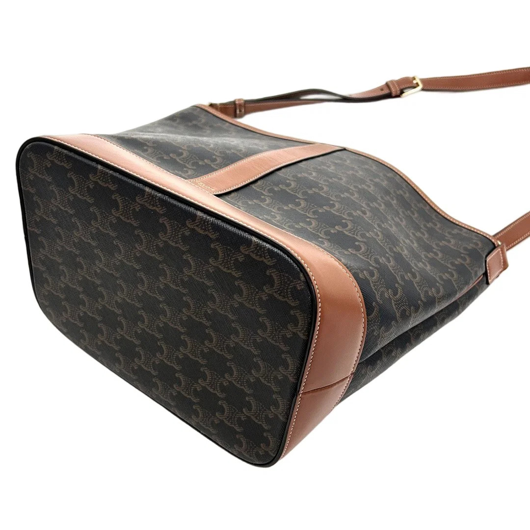 Celine Triomphe Bucket Bag Mediun Brown Black Triomphe (zz071526a1r)