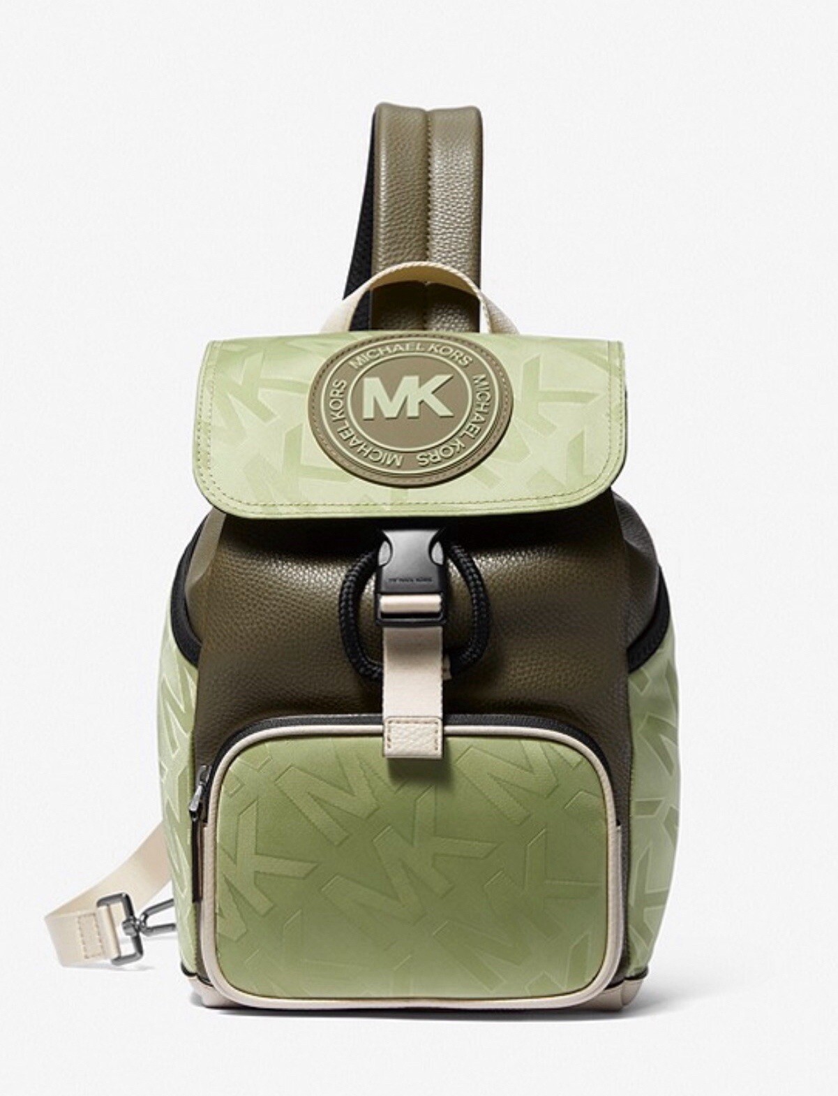 ☂️🍄Michael Kors Kent Logo Jacquard NylonSling Pack LT SAGE 37S3LKNC2O NWT