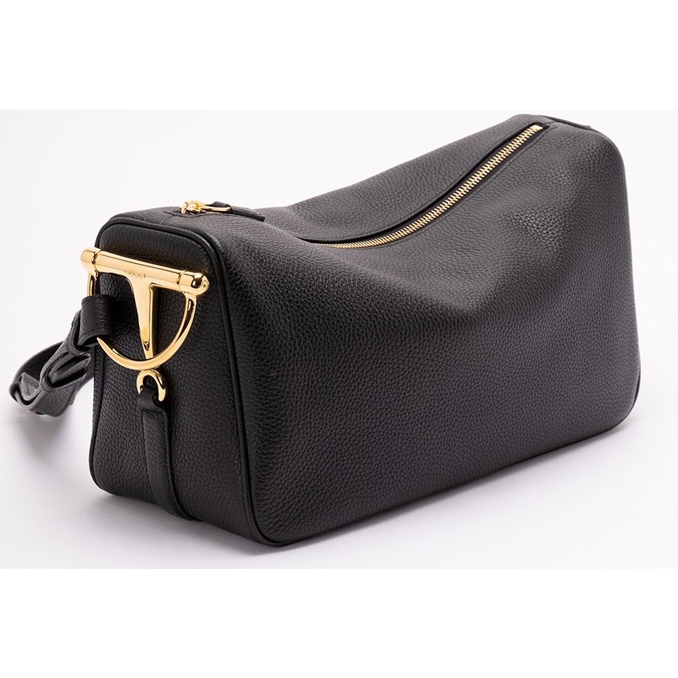 NEW GUCCI $2900 HALF HORSEBIT MEDIUM BLACK LEATHER SHOULDER BAG PURSE AUTHENTIC!