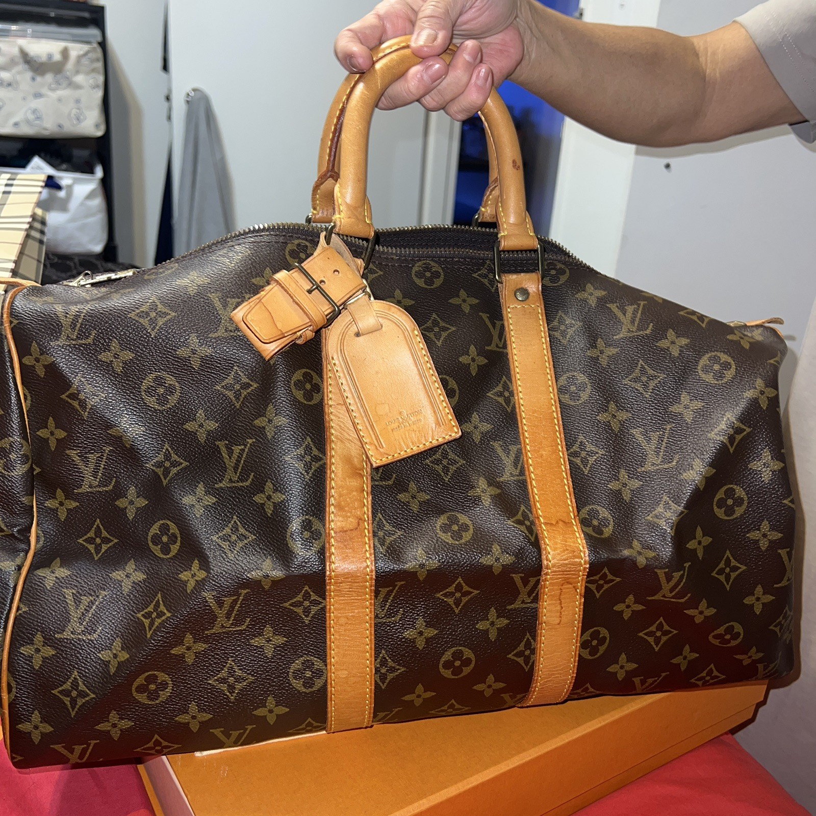 Louis Vuitton Keepall Duffle 60 Brown Leather Preloved in very good condition