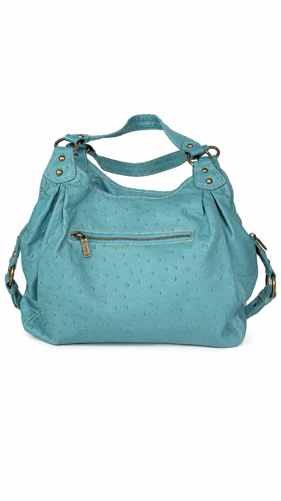 Coach Turquoise Ostrich Embossed Leather Hobo Shoulder Bag | Style 3468