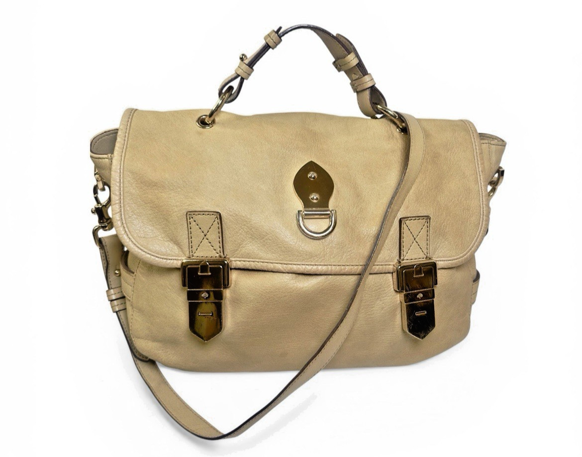 Mulberry Alexa Beige Pebbled Leather Satchel Crossbody Gold Hardware