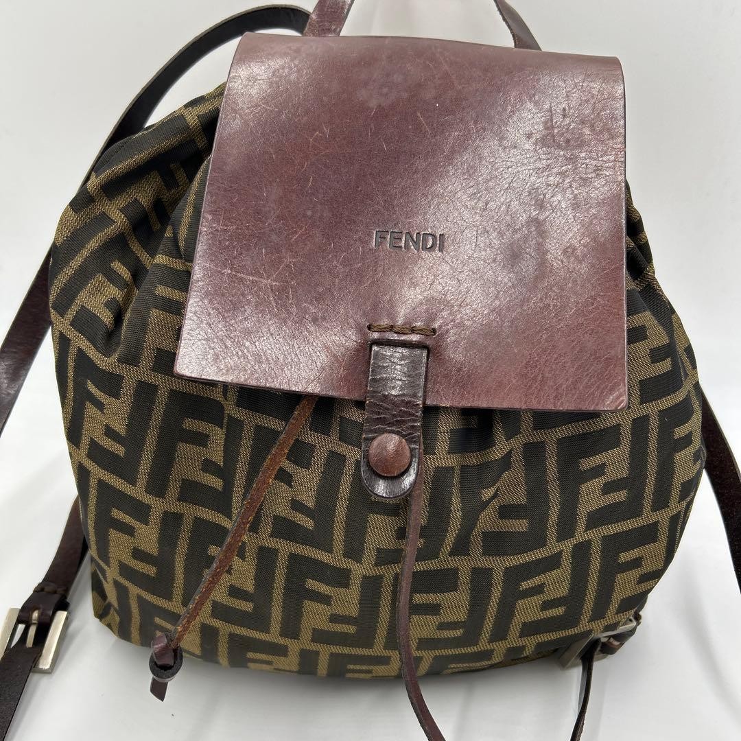 FENDI Zucca Brown Backpack Womens Vintage Designer Bag Auth From JAPAN
