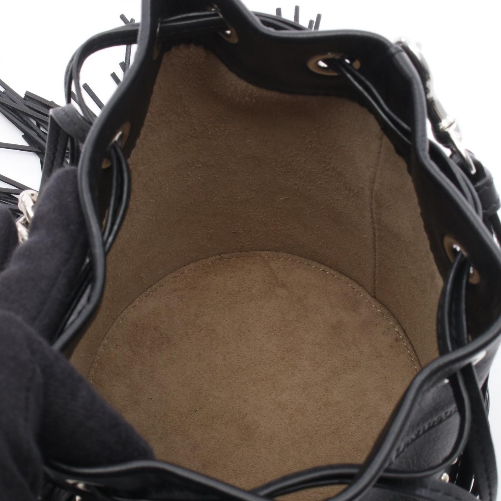J&M Davidson FRINGE CARNIVAL MINI Shoulder Handbag 1856N 7502 leather Black Used