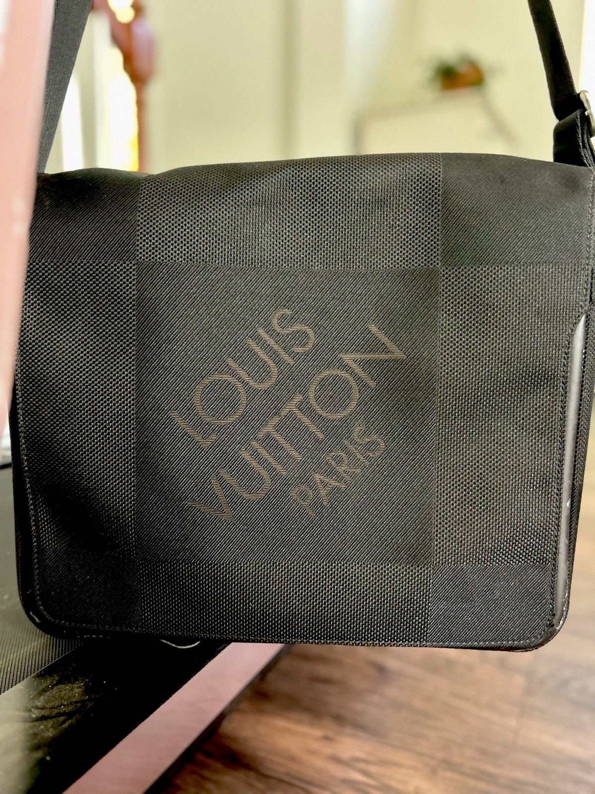 LOUIS VUITTON District Messenger Bag Canvas Black FREE SHIPPING!