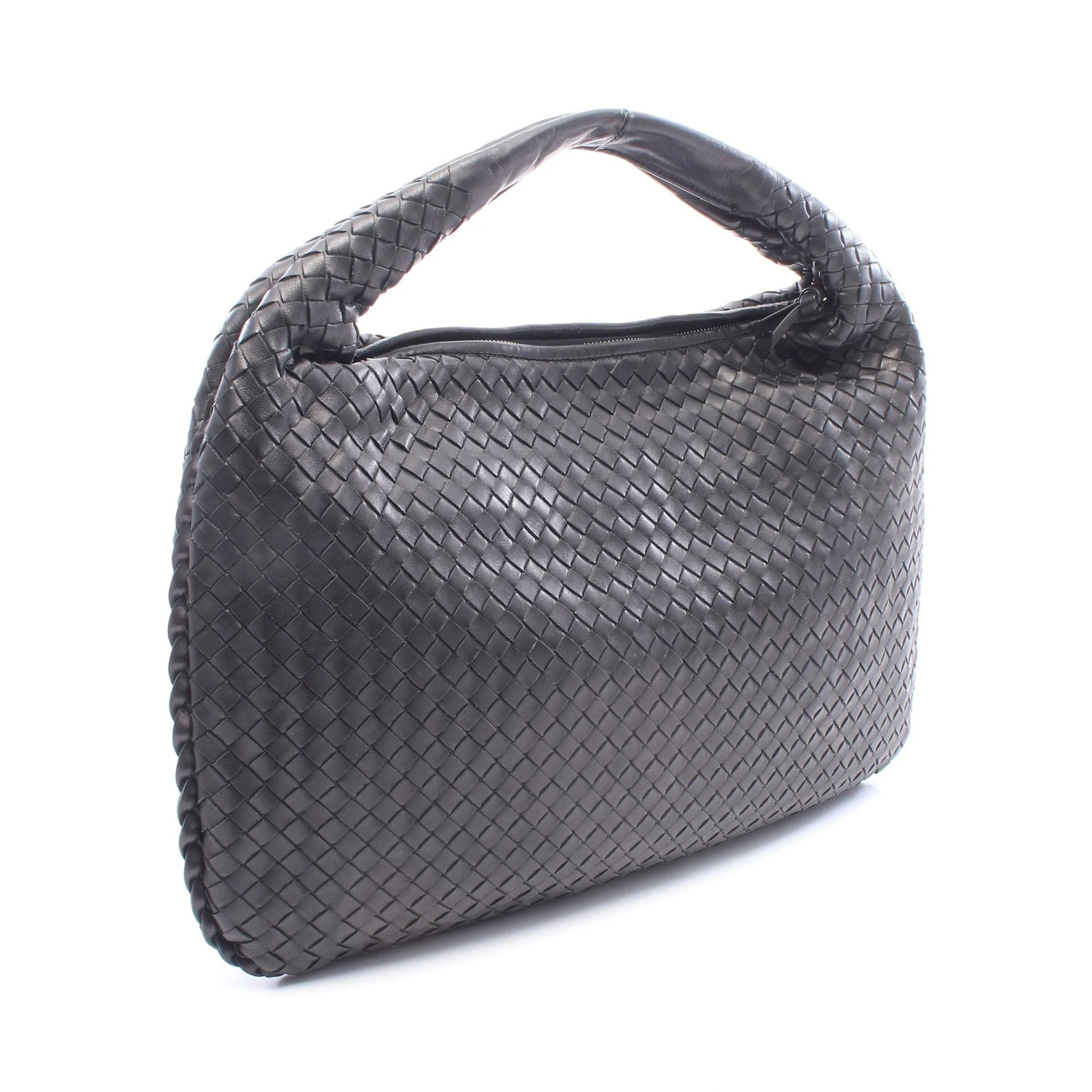 Bottega Veneta Intrecciato 115654 Shoulder Bag Black Leather Woven #RCB17527