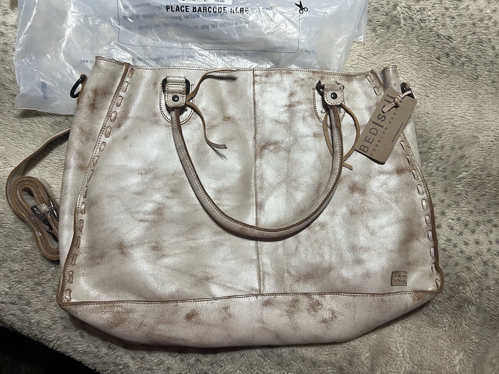 BED STU Rockaway Distressed Leather Shoulder Crossbody Satchel Bag Nectar Lux