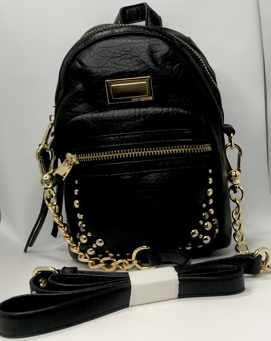 Juicy Couture Black Studded Purse 9 Inch Long Adjustable Chain Strap