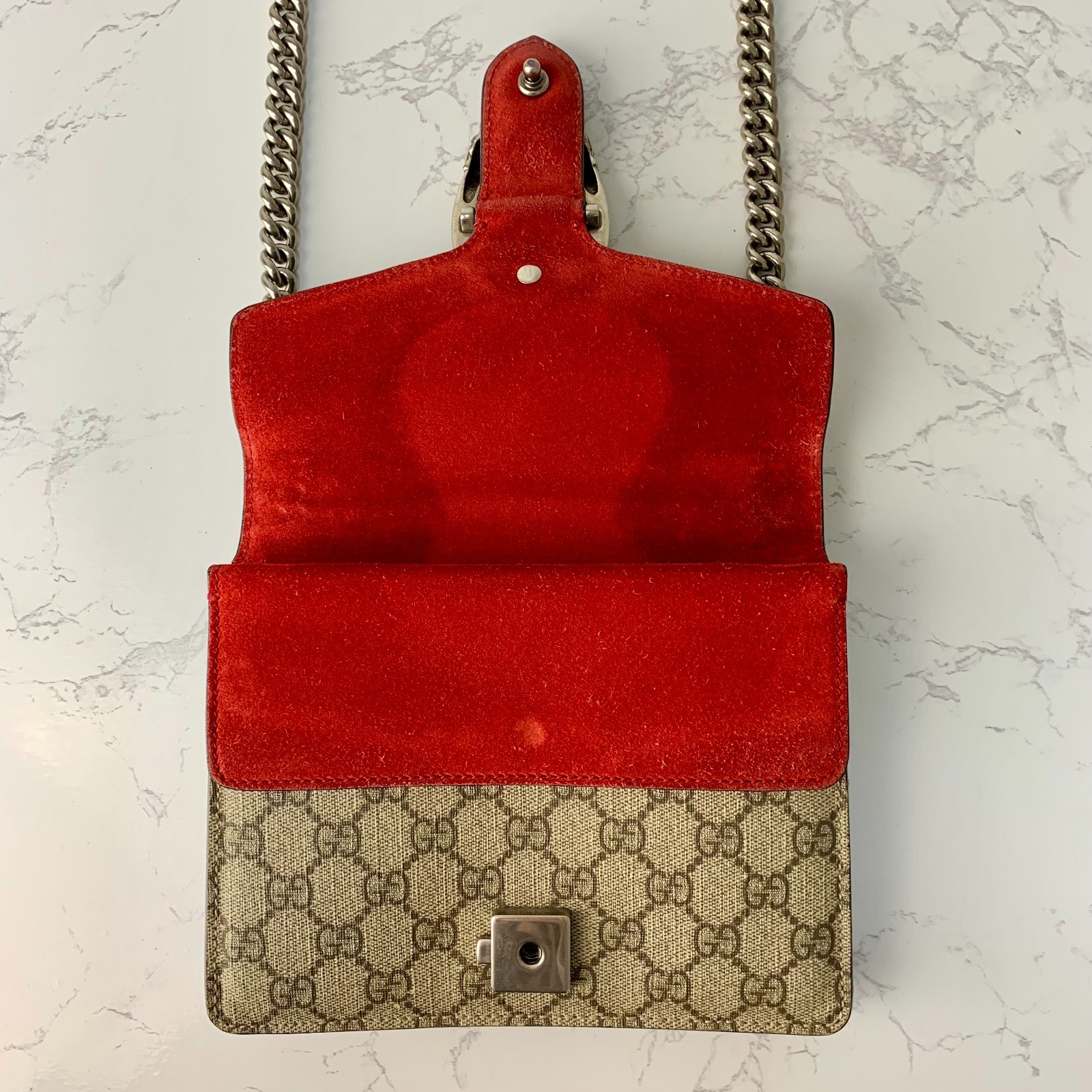 GUCCI Dionysus Small GG Supreme Chain Crossbody Shoulder Bag Auth【Condition:A】
