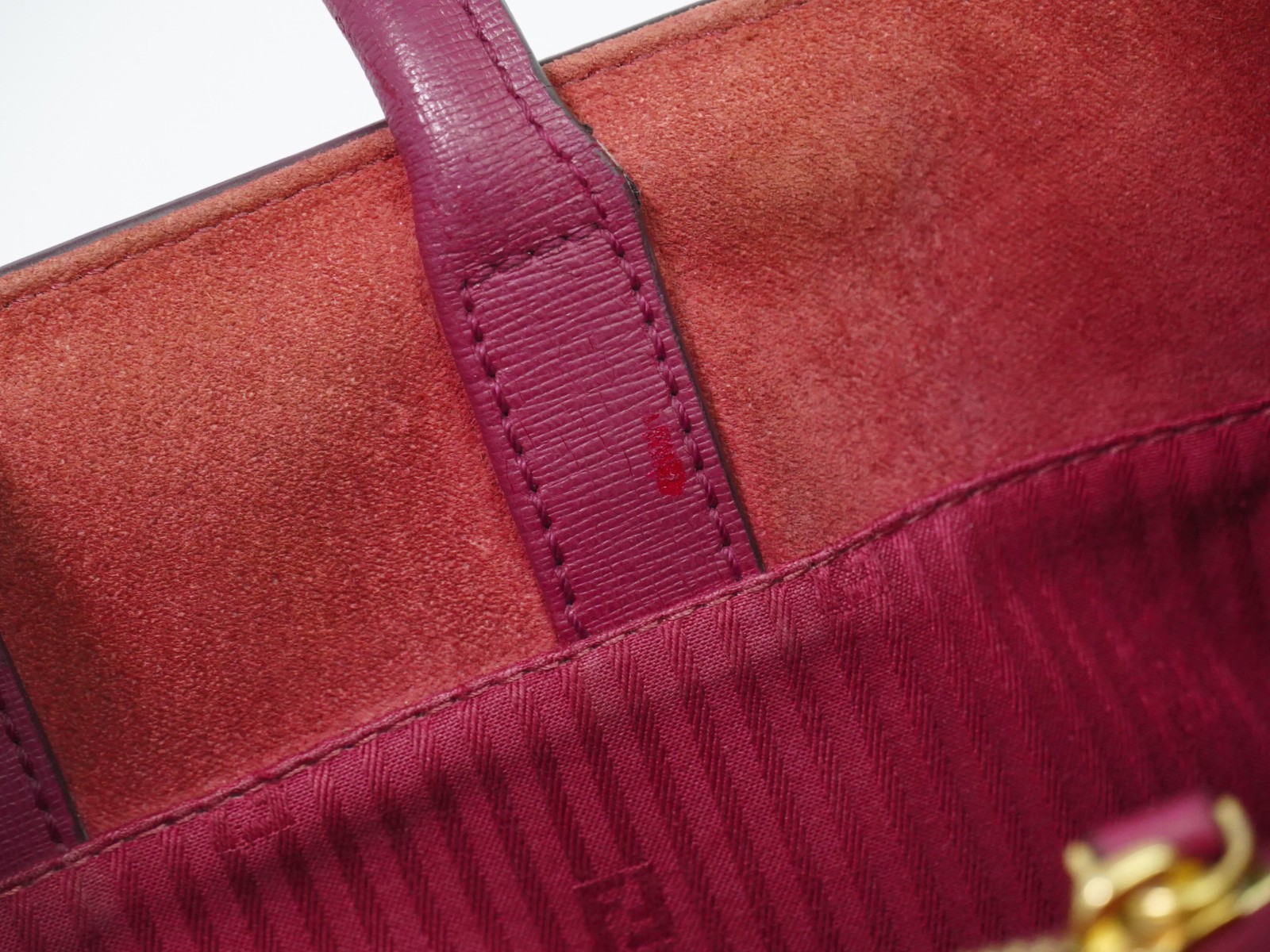 FENDI 2Jours 8BH250 Leather 2way Shoulder Tote Handbag Pink Gold