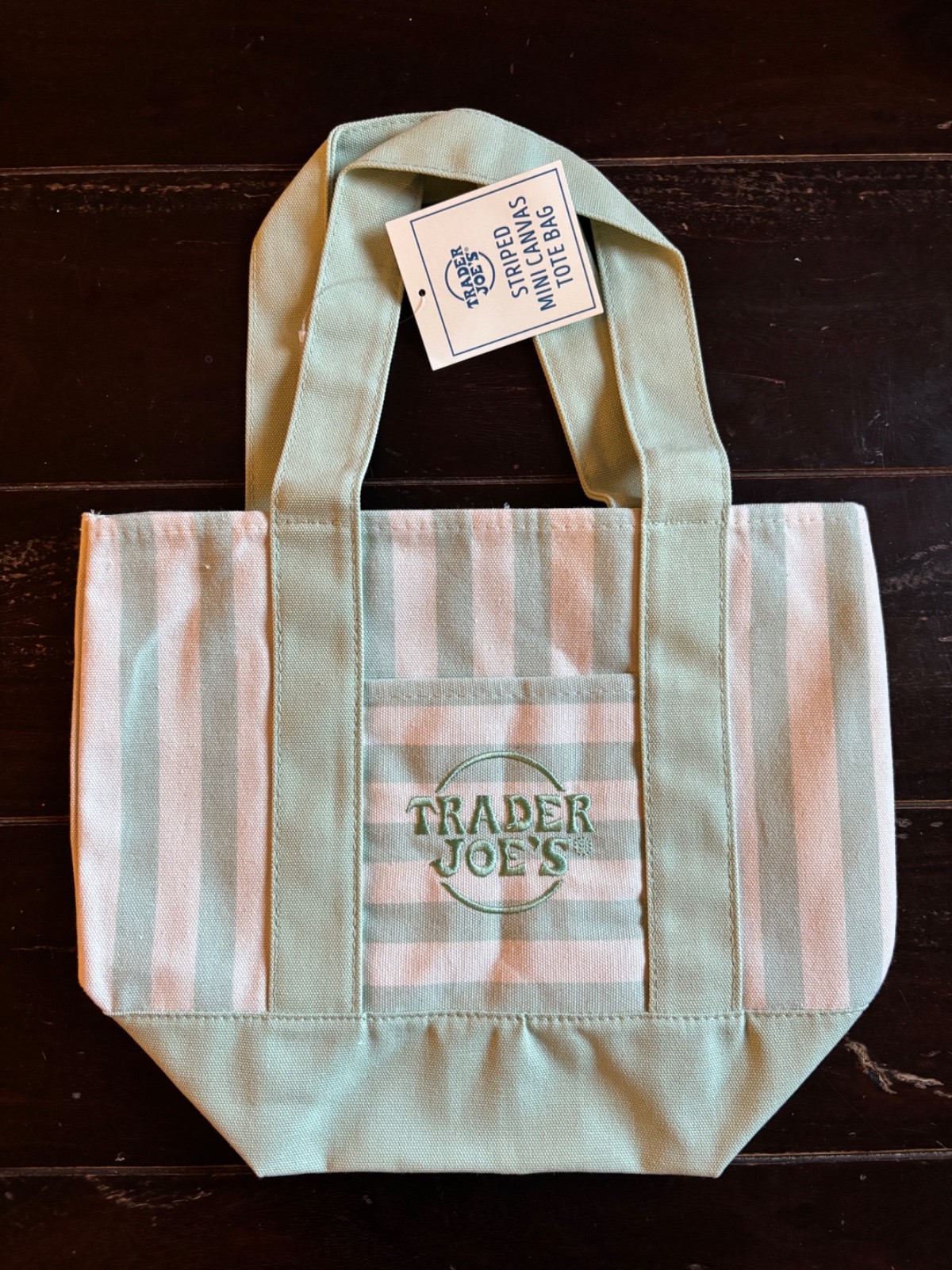 3-PACK Trader Joe’s Striped Mini Tote Bags – Mint Green, Sky Blue, Rose Pink NWT