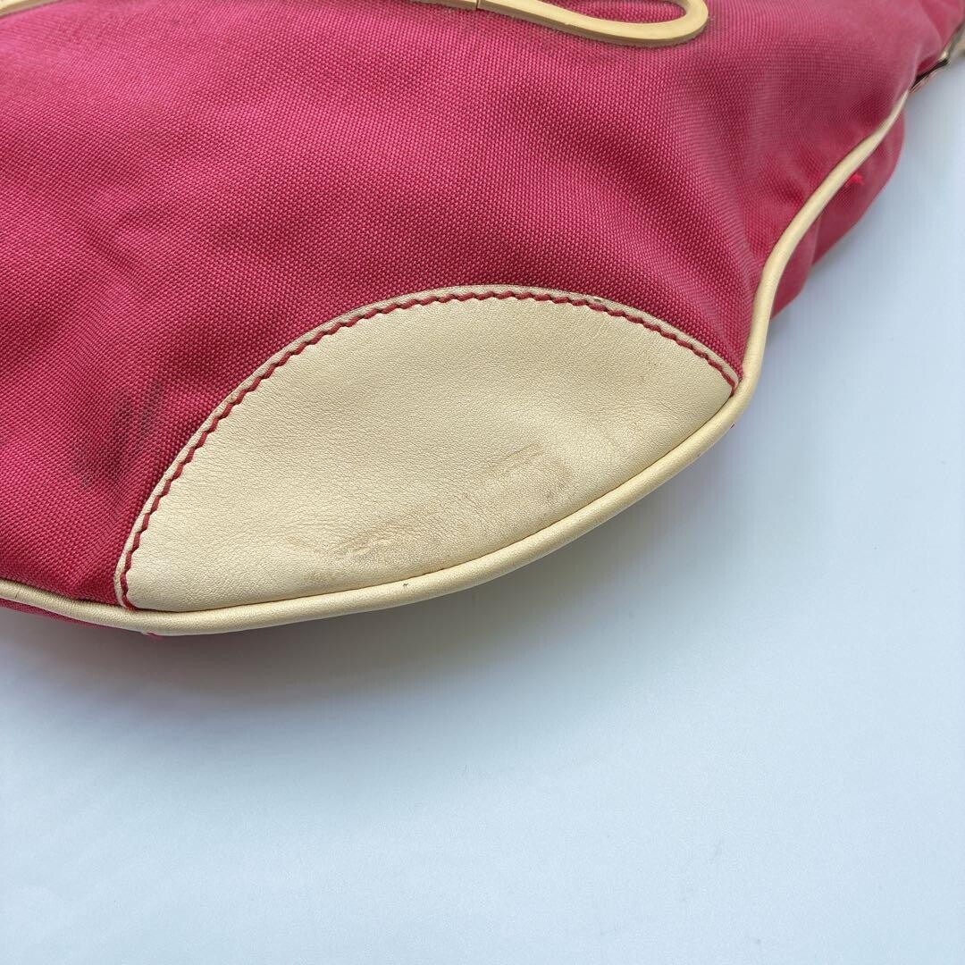 GUCCI One Shoulder Bag Nylon Leather Marine Vintage Authentic From Japan