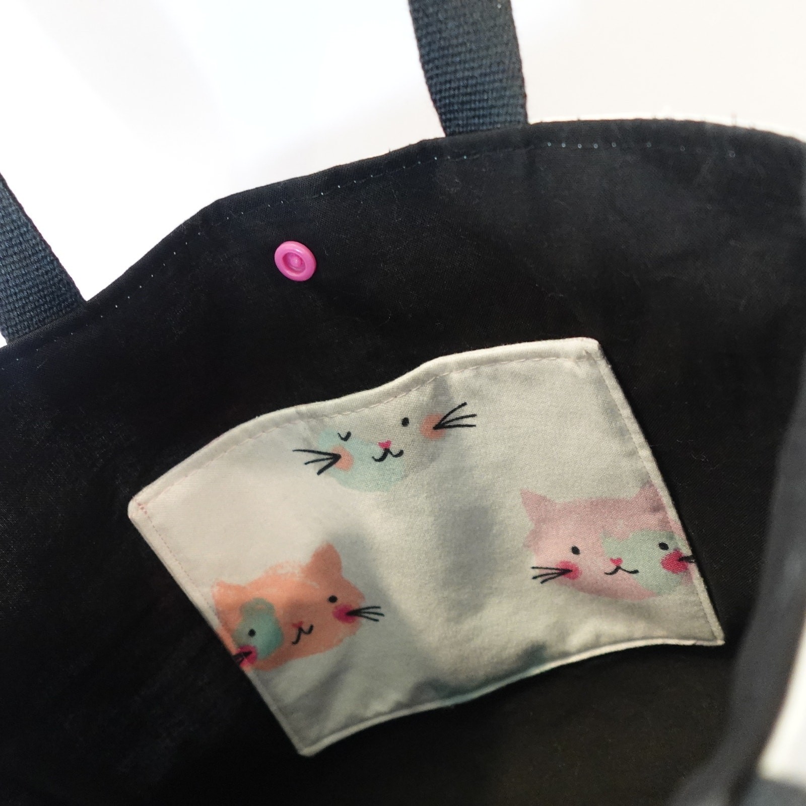 Cat Faced! adorable Snap closure lightweight / lined / purse / tote / organizer