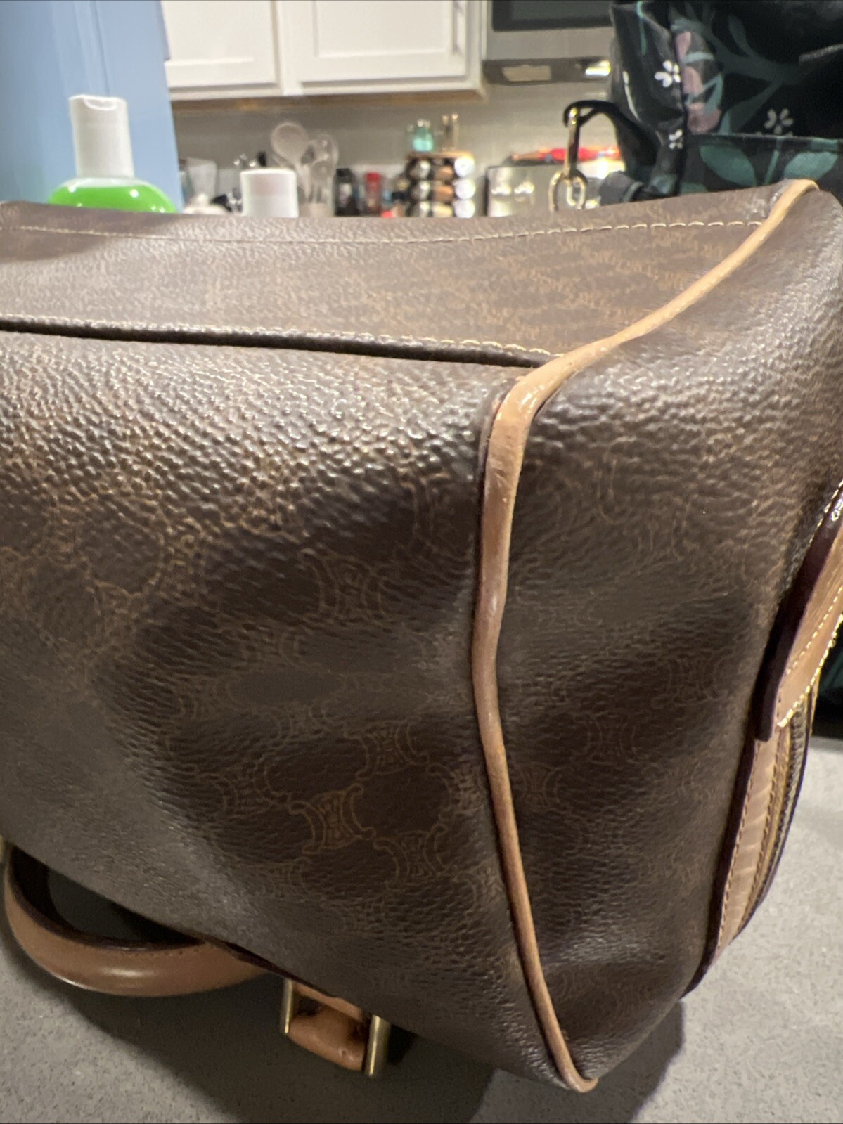 Celine Vintage Macadam Boston Bag Handbag Leather Brown Great Condition