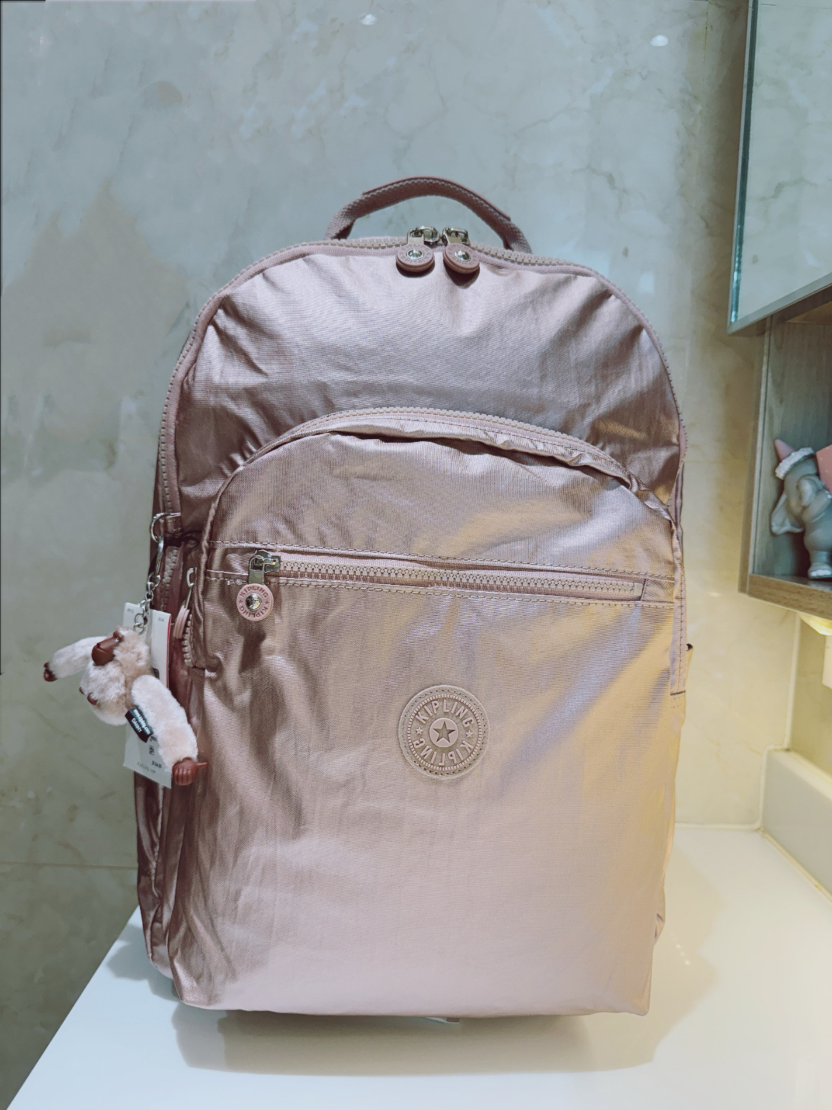 NEW Kipling Seoul Extra Large 17″ Laptop XL Backpack Metallic pink 47cm Height