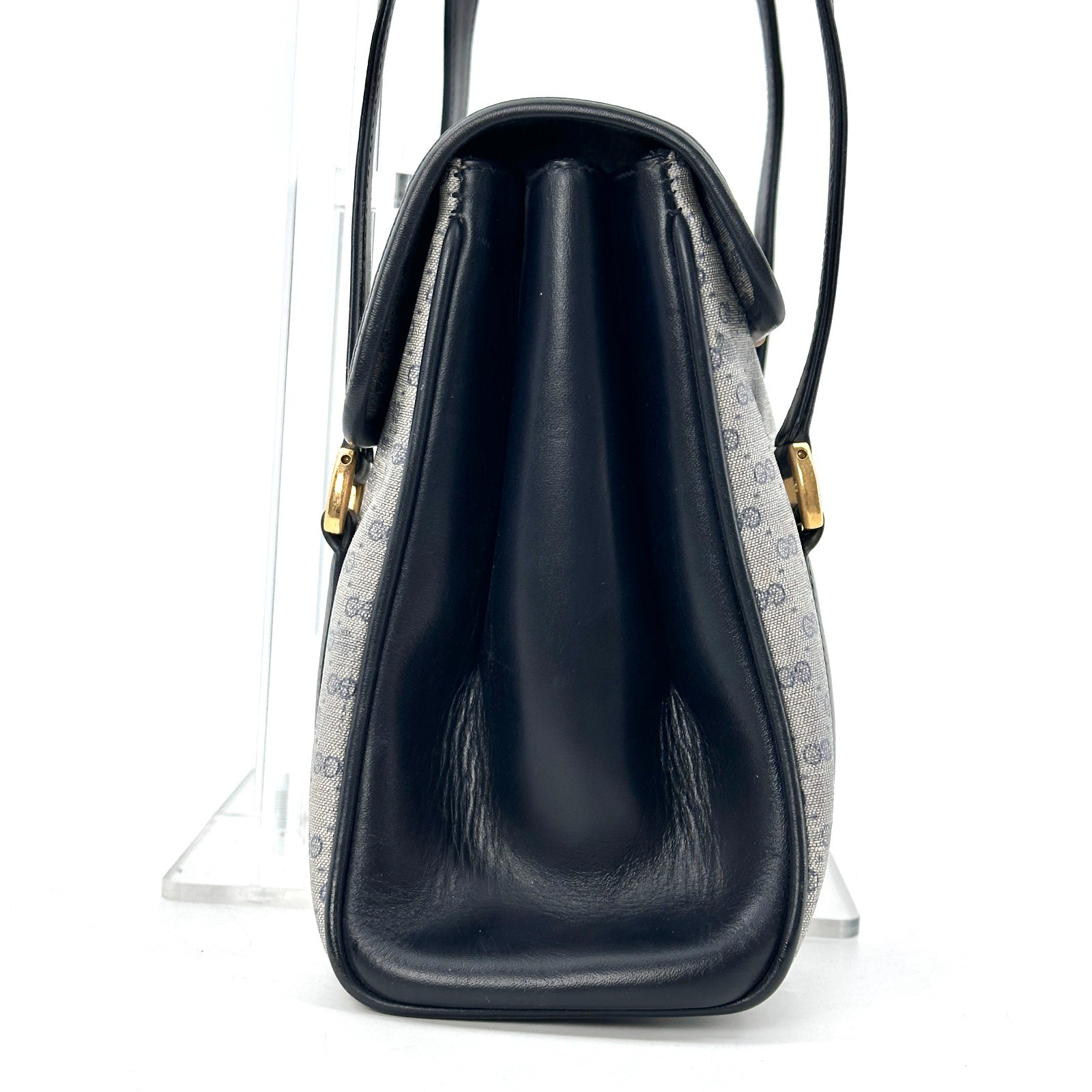 Vintage GUCCI Shoulder Bag Micro GG Hand Bag Black Made In ITALY Authentic