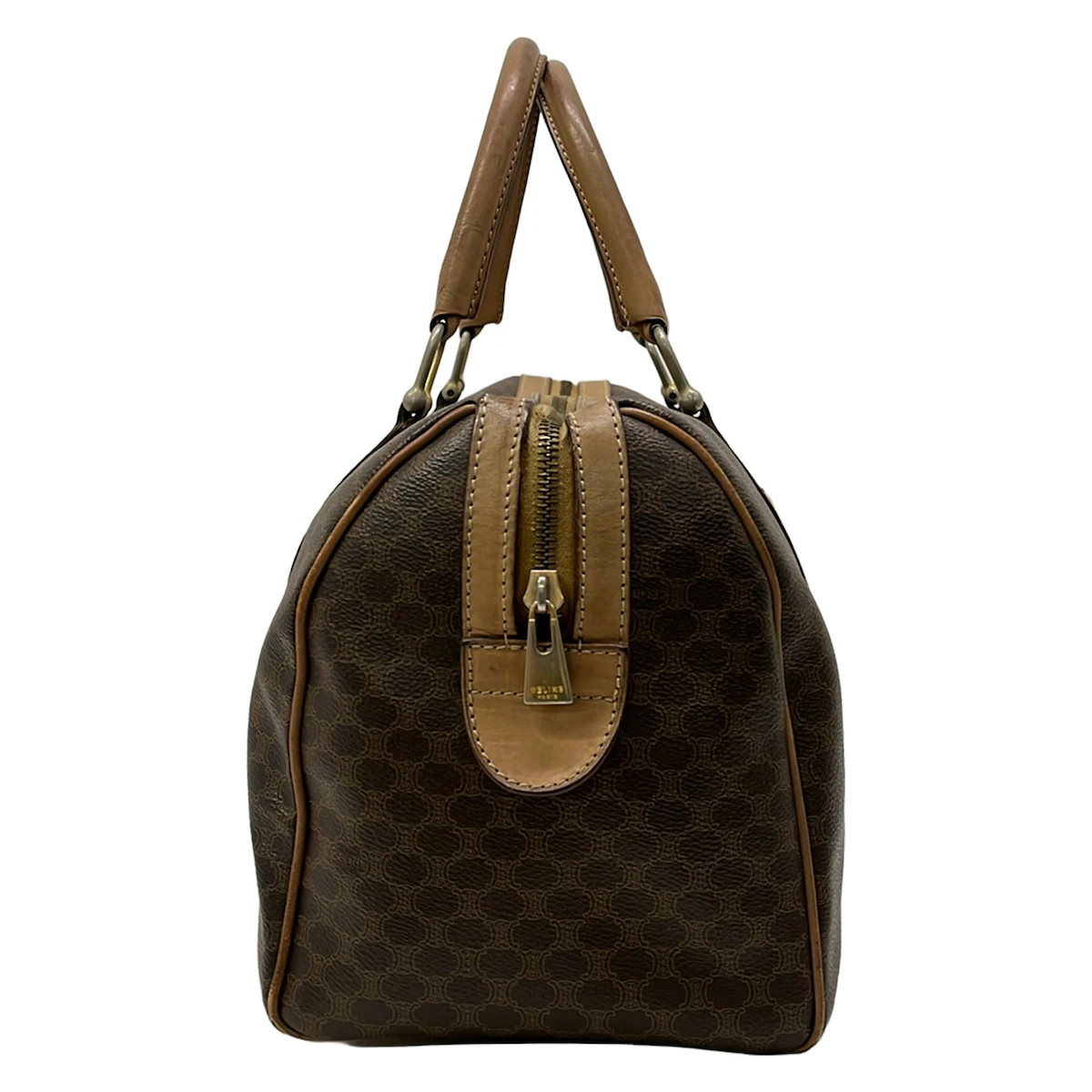 CELINE Macadam Dark Brown Brown PVC Leather Boston Bag