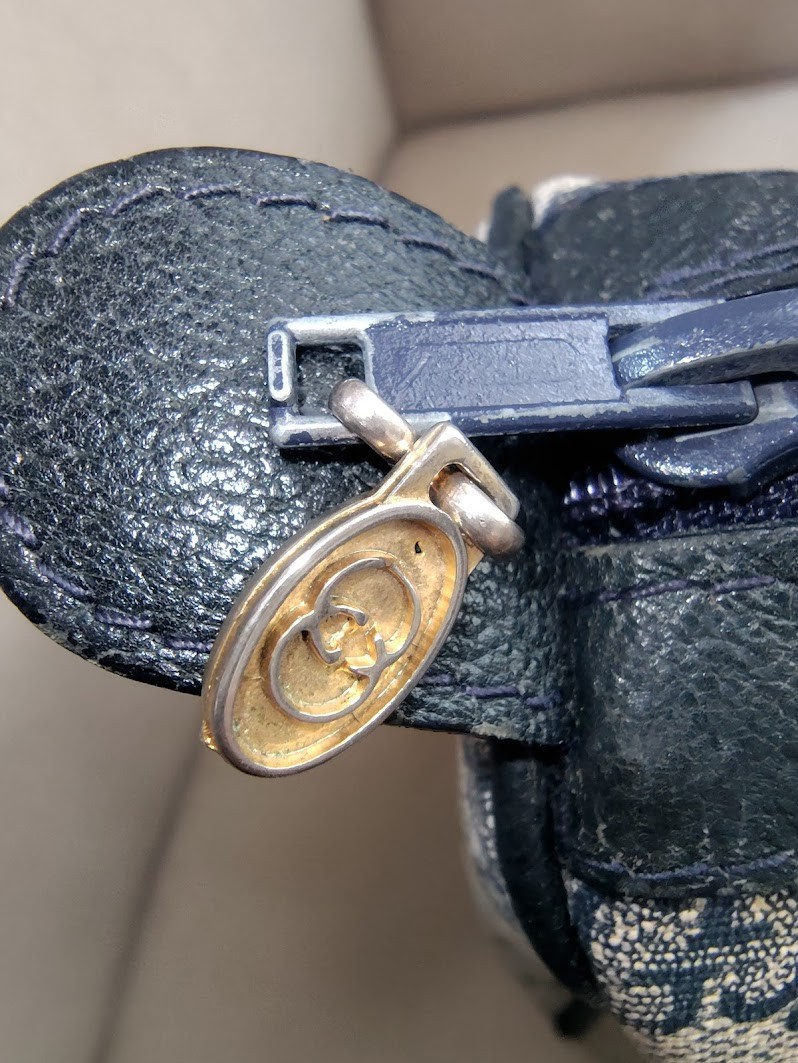 Vintage Gucci Hand Bag Sherry Navy Mini Boston Bag PVC Authentic 446T0403
