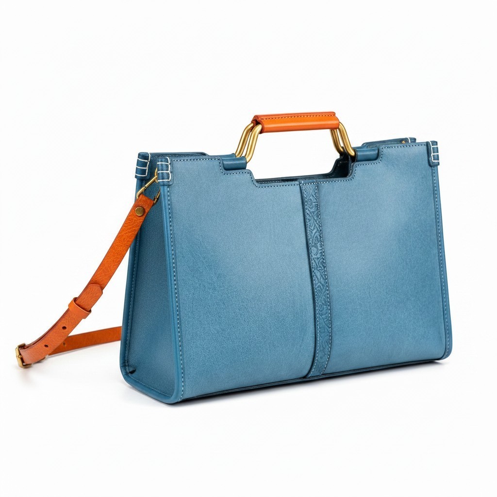 Old Trend Camden Convertible Leather Tote Turquoise Handmade