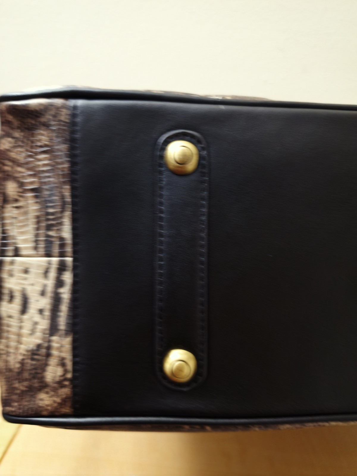 Sharif Large Black/Brown Animal Print Satchel Top Handle Zip. Crossbody Strap.