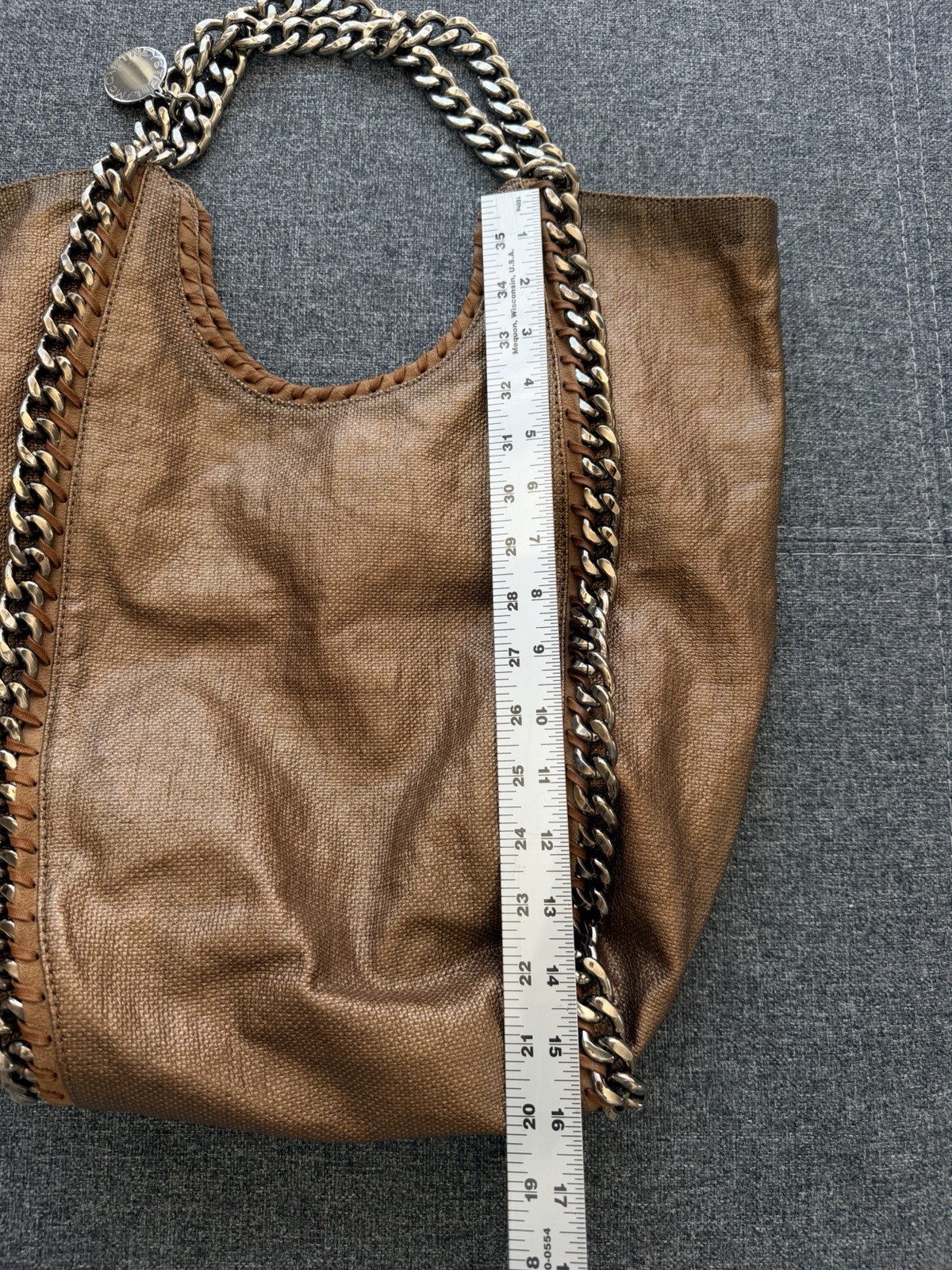 Stella McCartney Falabella Large Bronze/Gold Chain Shoulder Slouchy Bag Tote