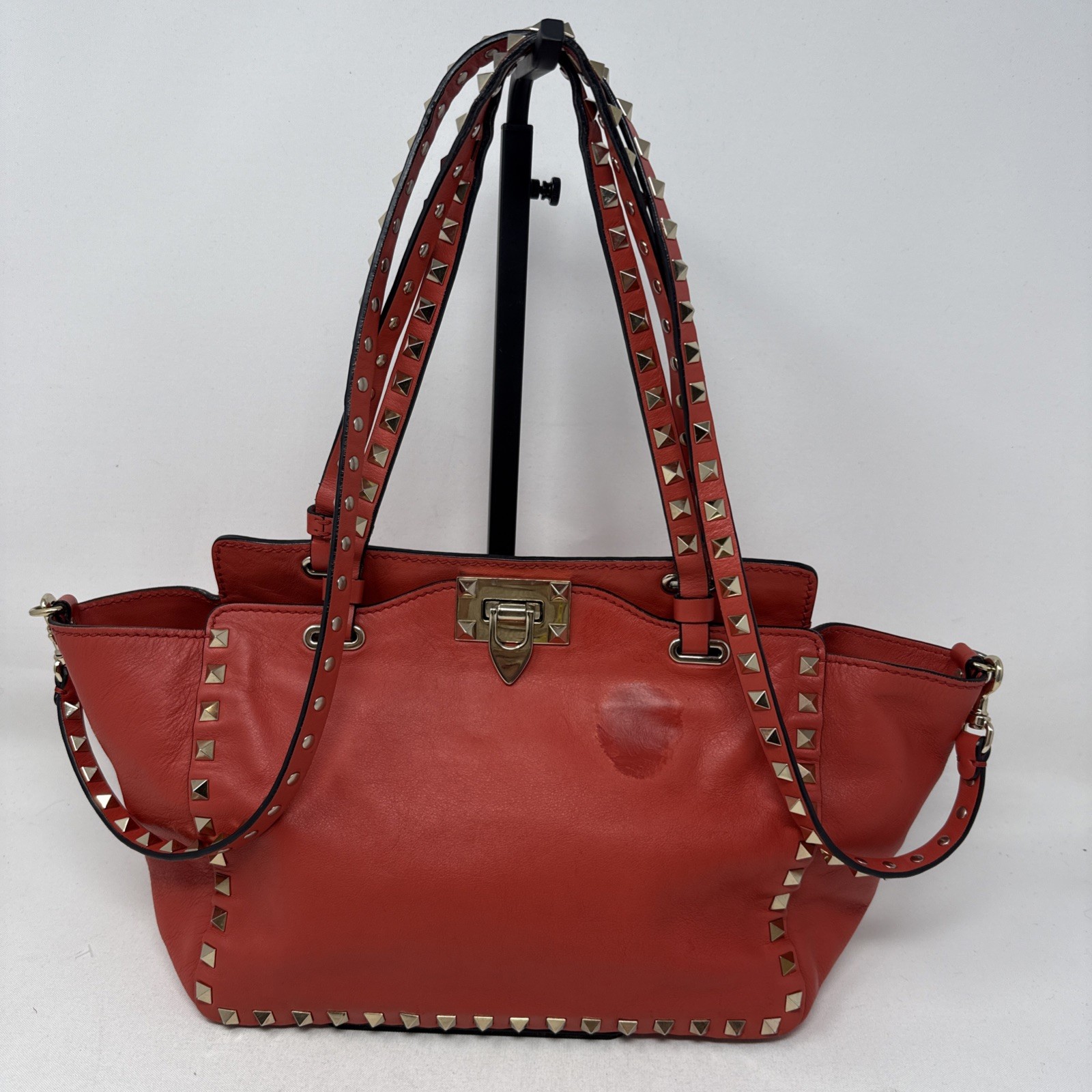 Valentino Garavani Vitello Rockstud Rosso Valentino Shoulder /Crossbody Bag