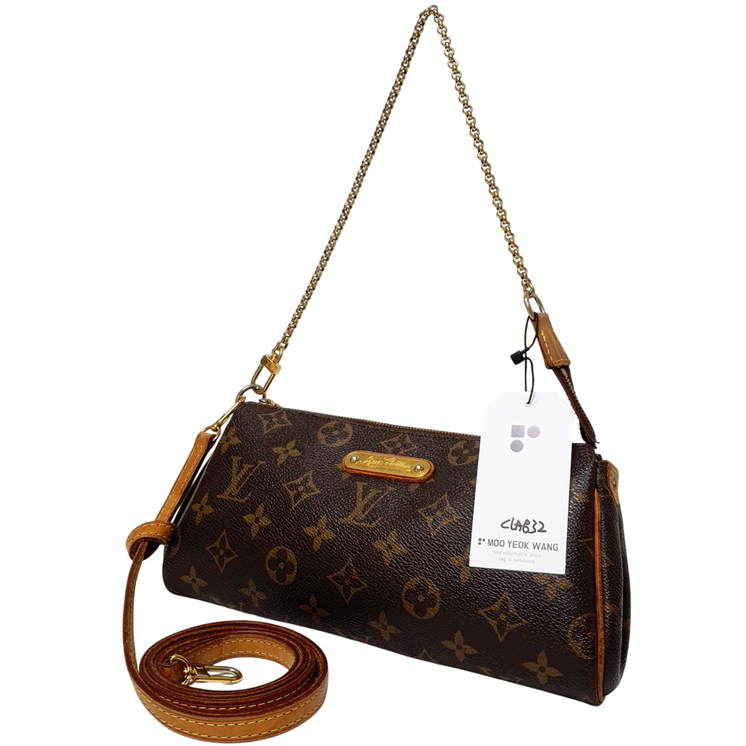 TARIFF FREE Authentic Louis Vuitton Eva Clutch Monogram M95567 Daily Bag CLA832