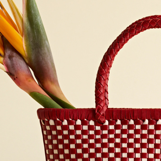 Madewell The Signature Woven Mini Tote Bright Ember Multi Raffia Handbag