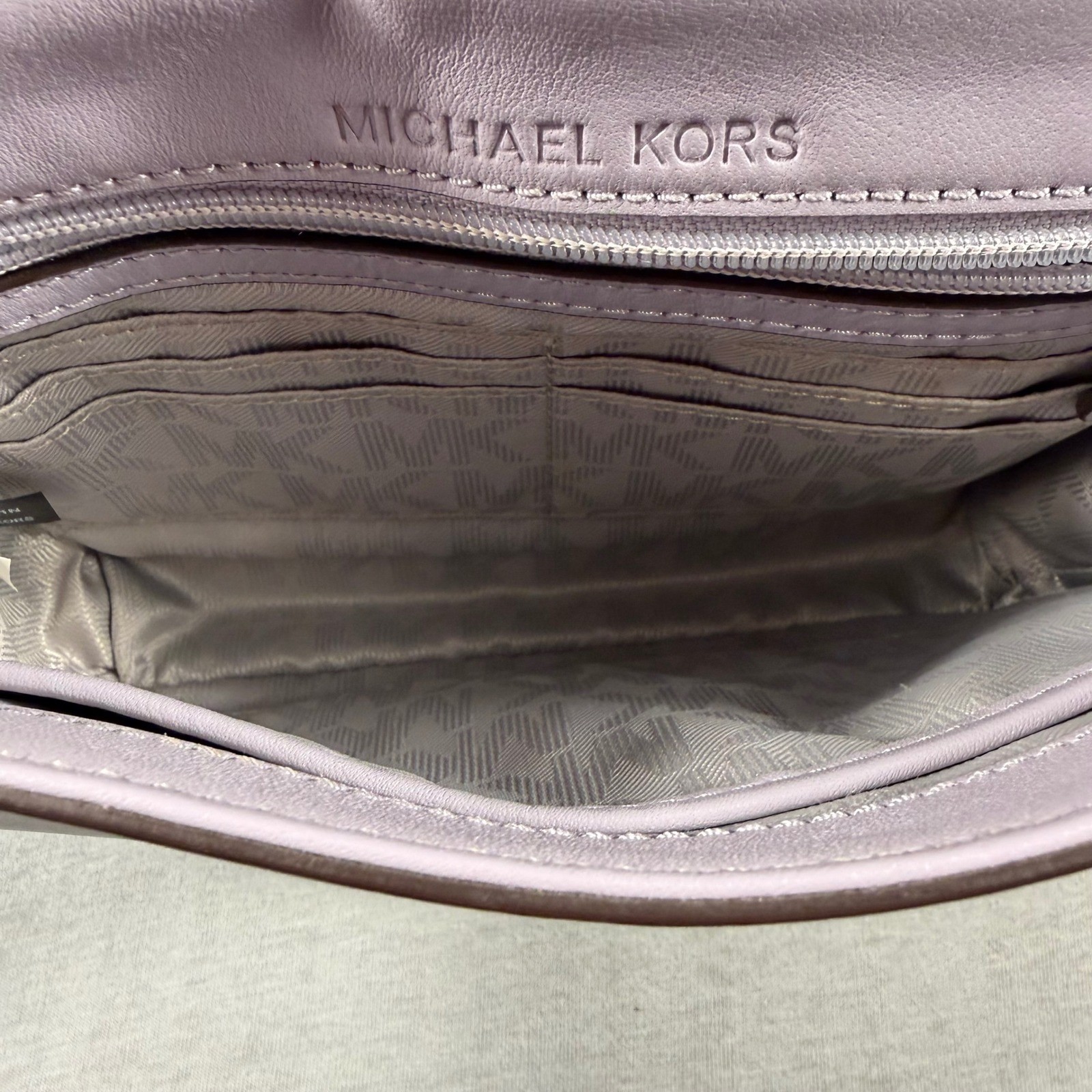 Michael Kors Sloan Editor Lavender Leather Crossbody Bag Silver Hardware Lilac