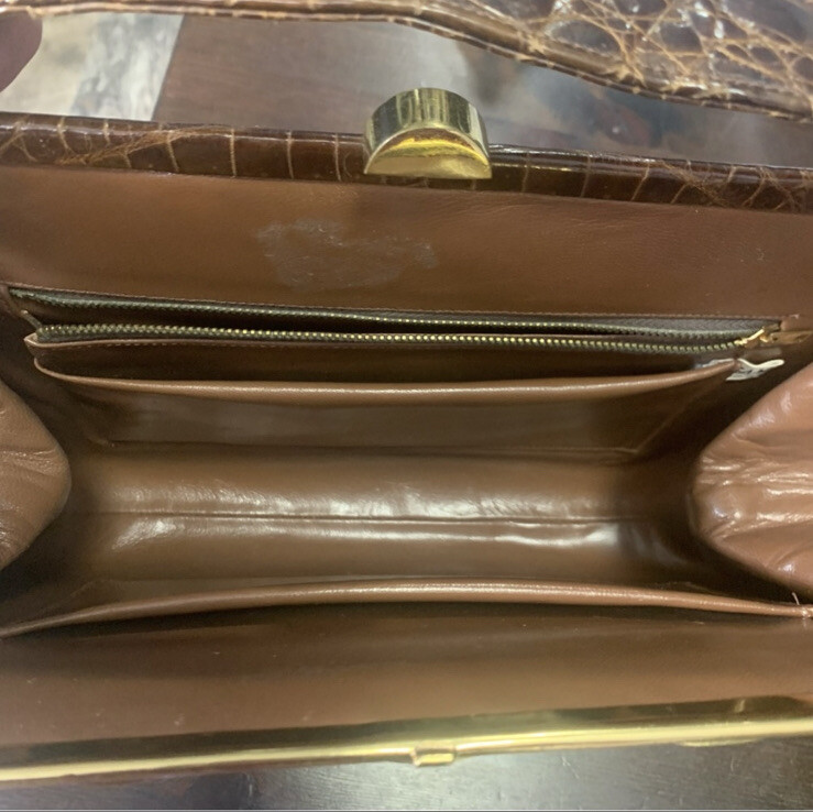 Gambini Vintage Brown Mock Crock Shoulder Hand Bag