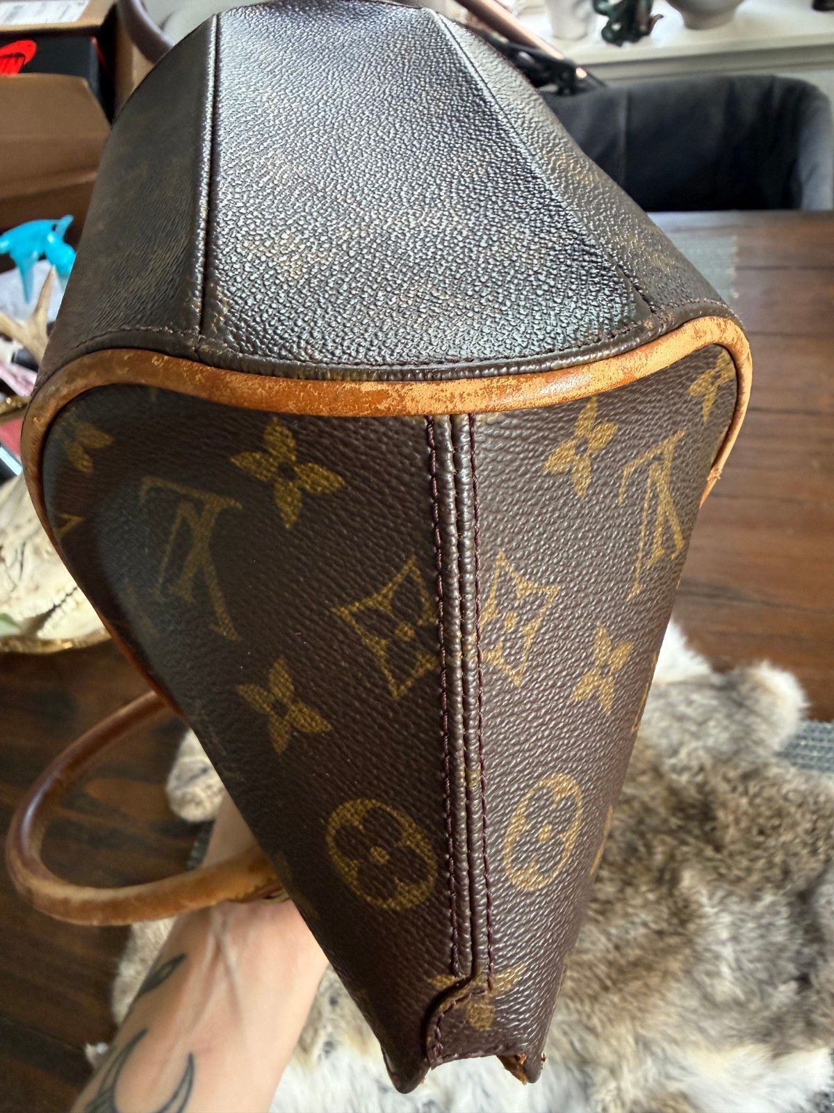 Louis Vuitton Ellipse Handbag MM Brown Canvas