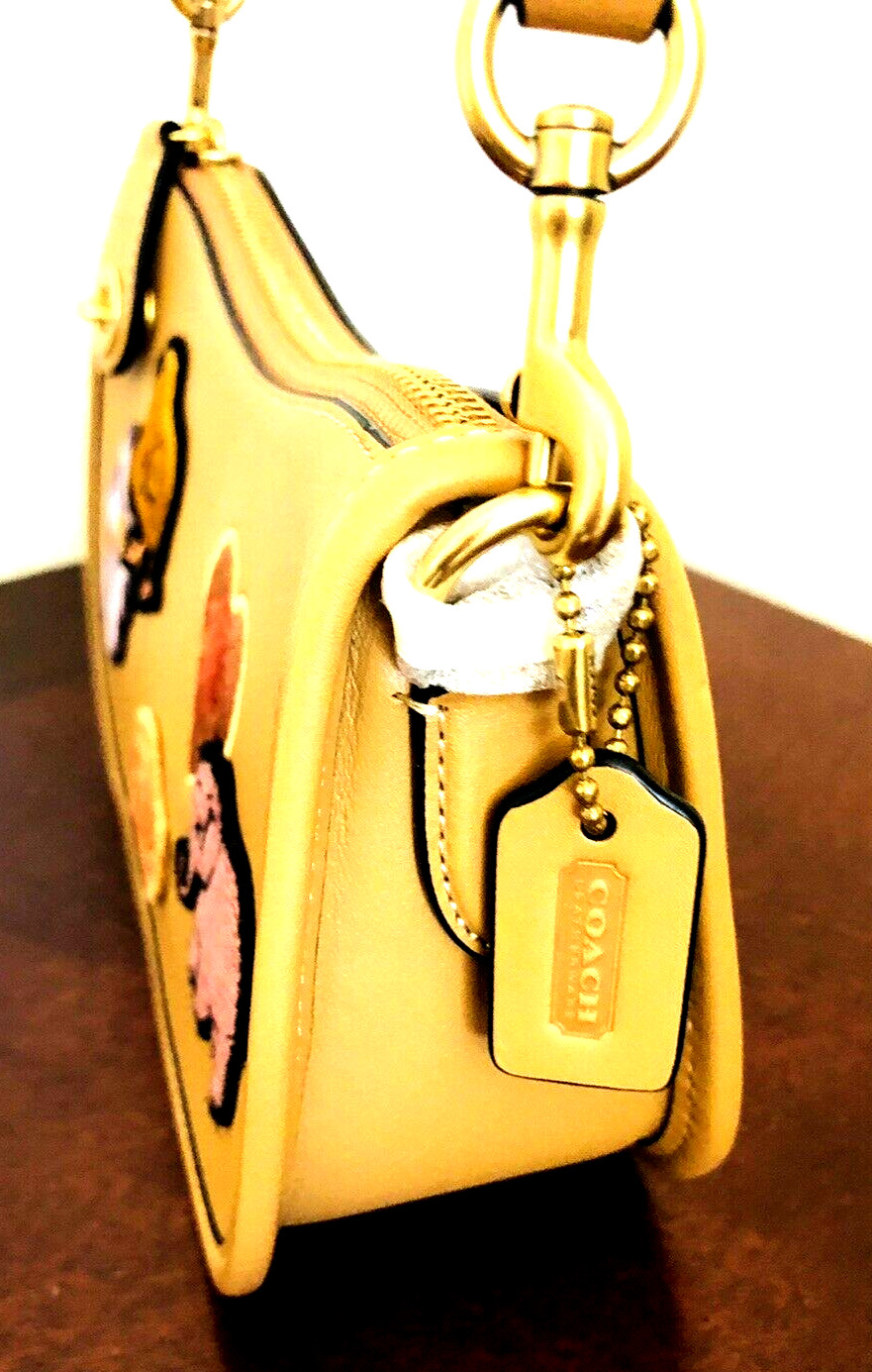 COACH SWINGER 20 Creature Patches Shoulder Handbag Bag Purse Tan Chick Elephant