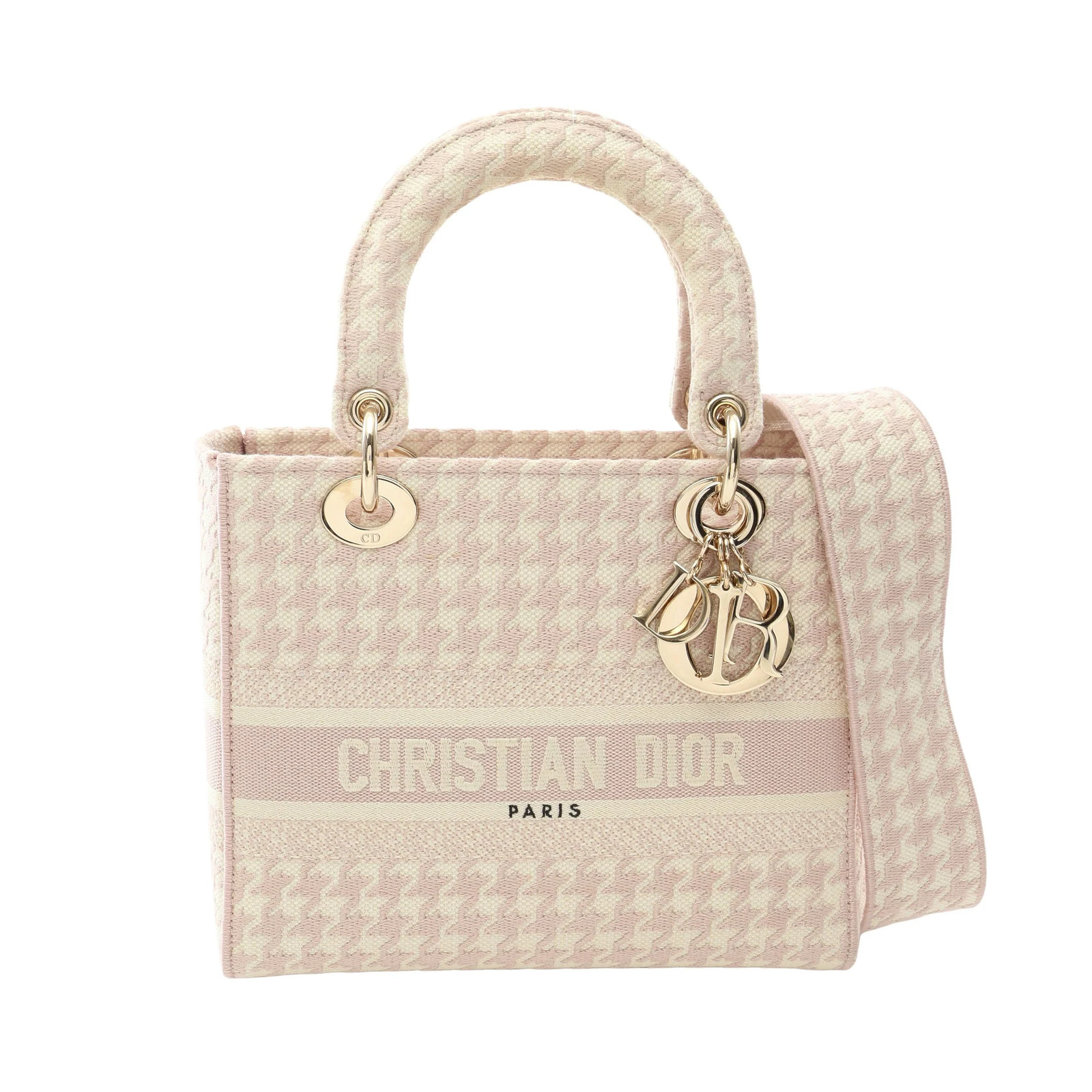 Christian Dior LADY D-LITE 2WAY Handbag Pink Canvas #RCB13909