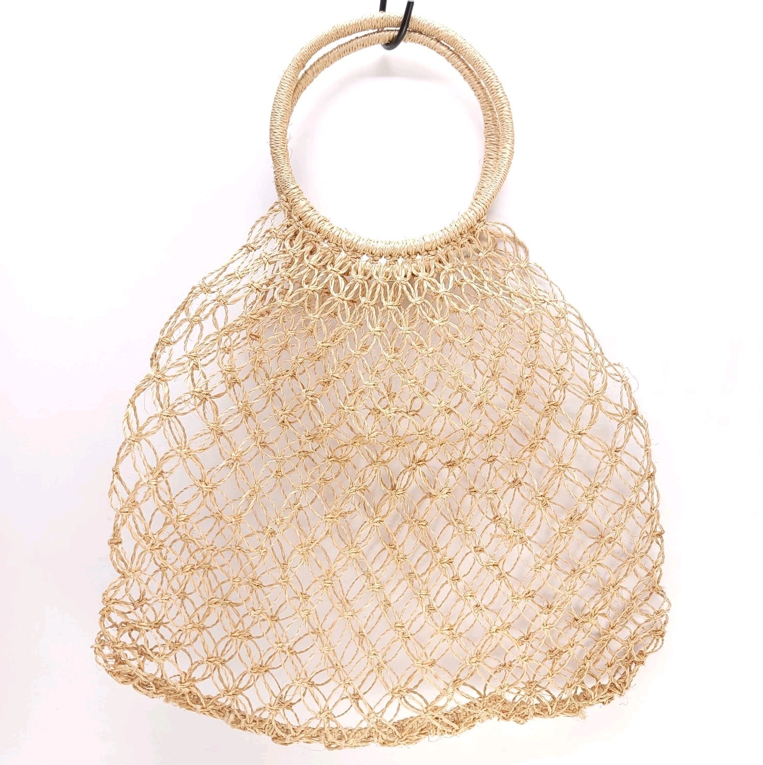 Vintage Woven Sisal Yarn Tote Handbag Open Weave 16×19 Jute MCM