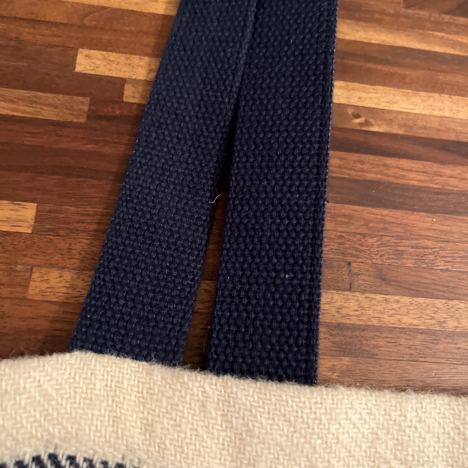 Faribault Woolen Mill Co. Strip Navy Red Cream Unstructured Wool Shoulder Tote